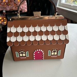 Kate Spade Brown and White Gingerbread House Handbag